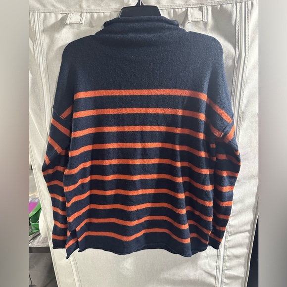 NWT Madewell women's sweater size XS mock neck long sleeve knit blue striped - Picture 5 of 5